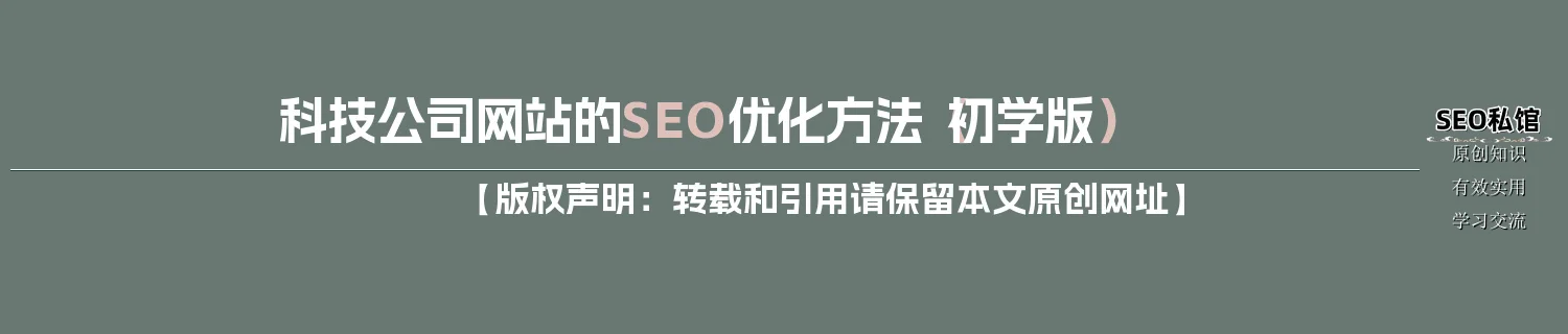 科技公司网站的SEO优化方法（初学版）