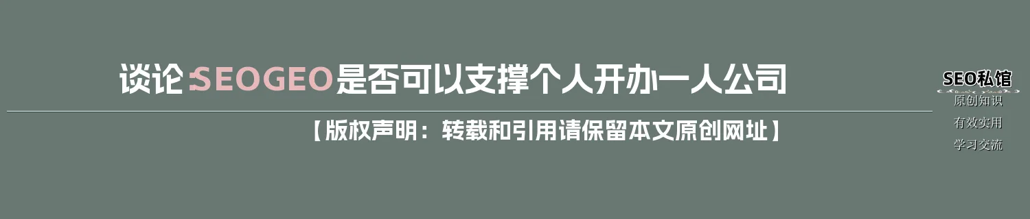 谈论:SEO/GEO是否可以支撑个人开办“一人公司” 谈论:SEO/GEO是否可以支撑个人开办“一人公司”