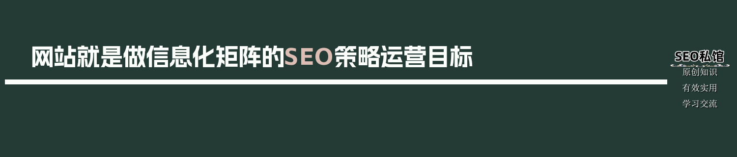网站就是做信息化矩阵的SEO策略运营目标