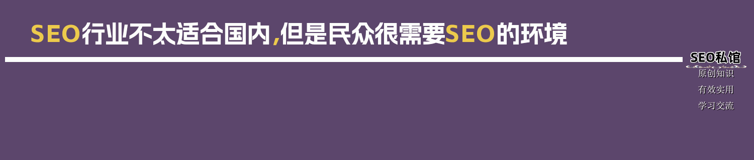 SEO行业不太适合国内，但是民众很需要SEO的环境