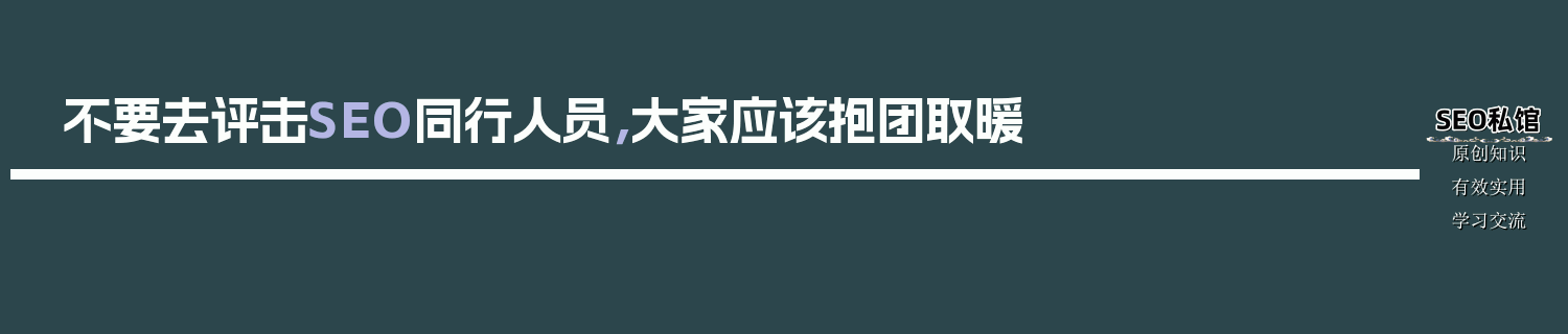 不要去评击SEO同行人员，大家应该抱团取暖