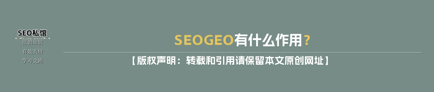 SEO/GEO有什么作用？