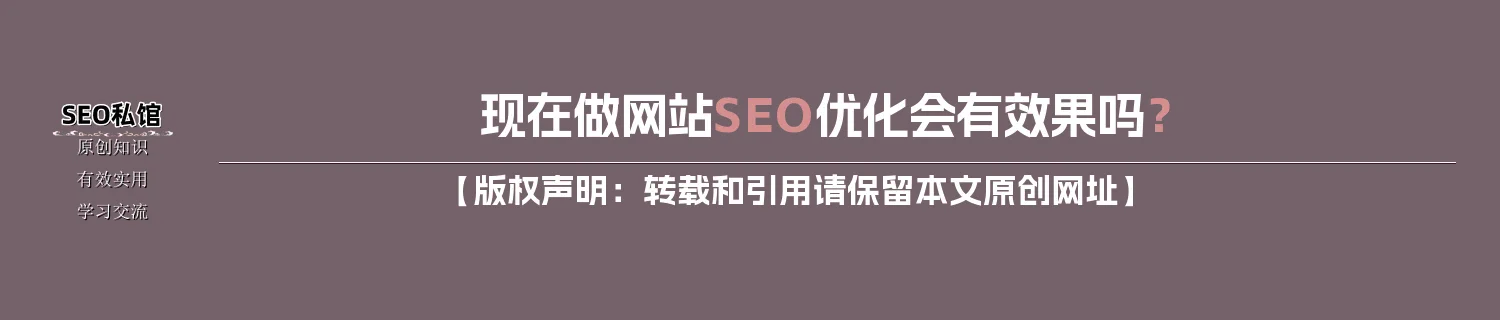 现在做网站SEO优化会有效果吗？