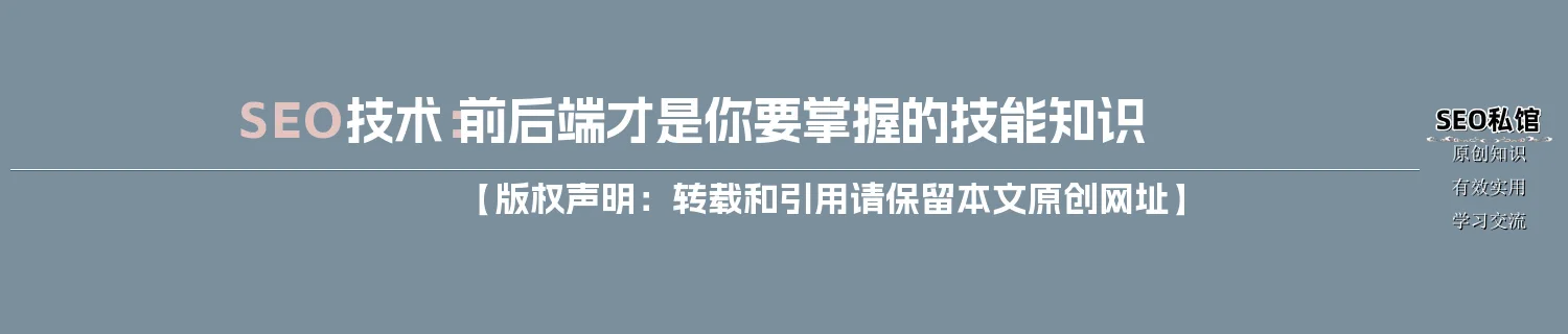 SEO技术：前后端才是你要掌握的技能知识