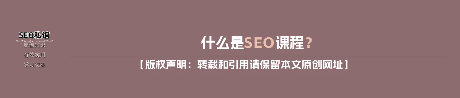 什么是SEO课程? 什么是SEO课程?