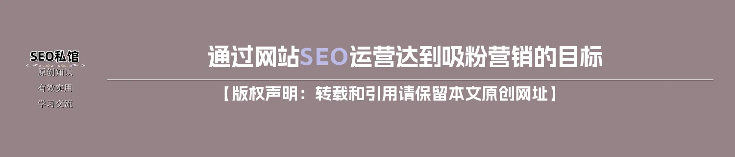 通过网站SEO运营达到吸粉营销的目标