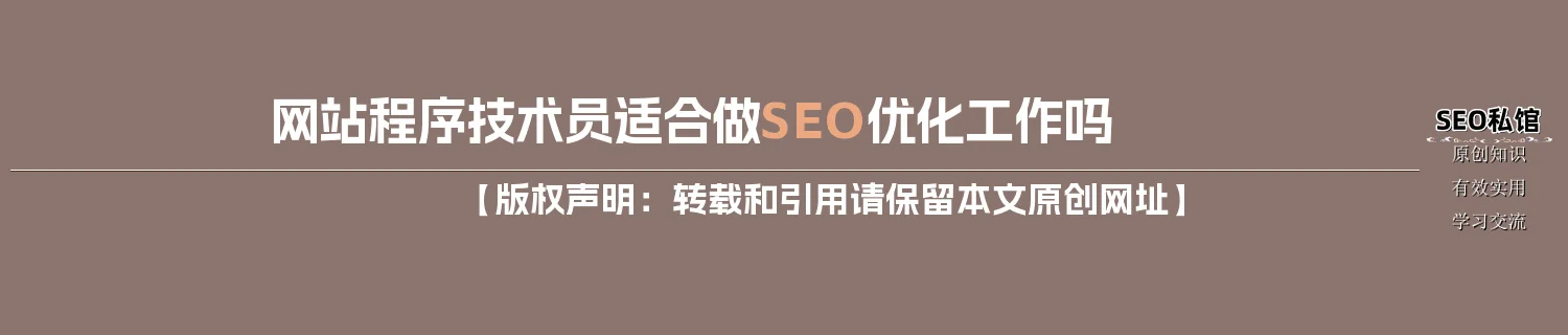 网站程序技术员适合做SEO优化工作吗