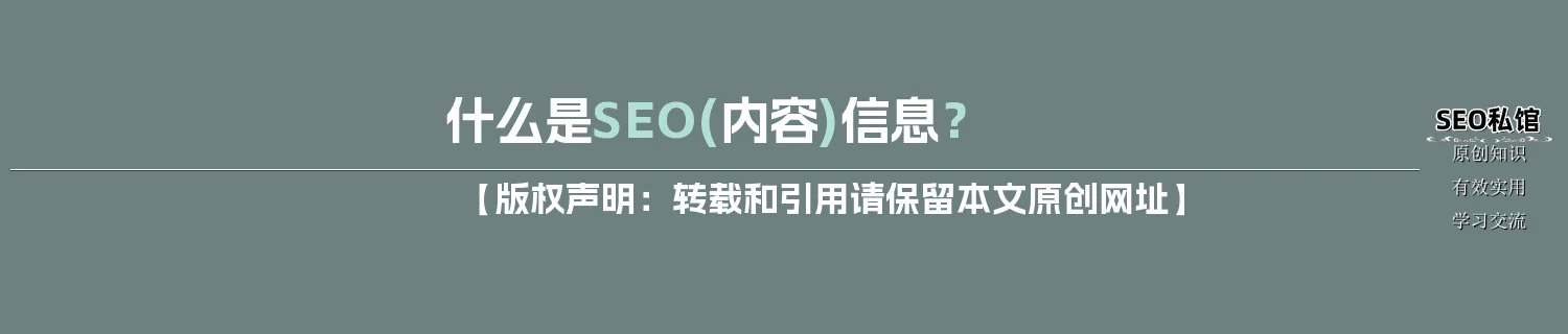 什么是SEO(内容)信息？