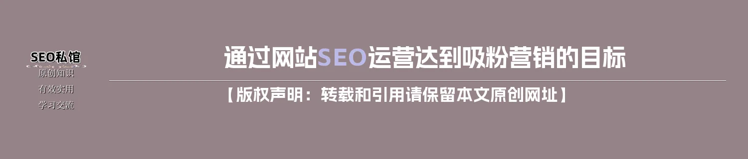 通过网站SEO运营达到吸粉营销的目标
