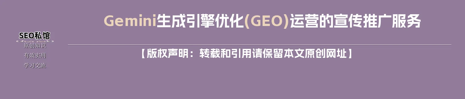 ‌Gemini生成引擎优化(GEO)运营的宣传推广服务