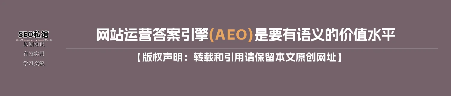 网站运营答案引擎(AEO)是要有语义的价值水平