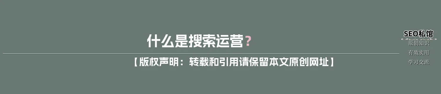 什么是搜索运营？