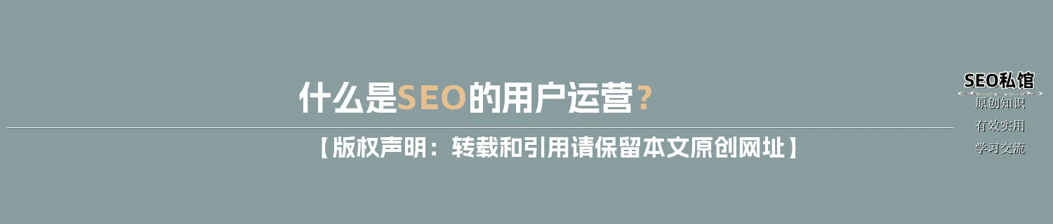 什么是SEO的用户运营？