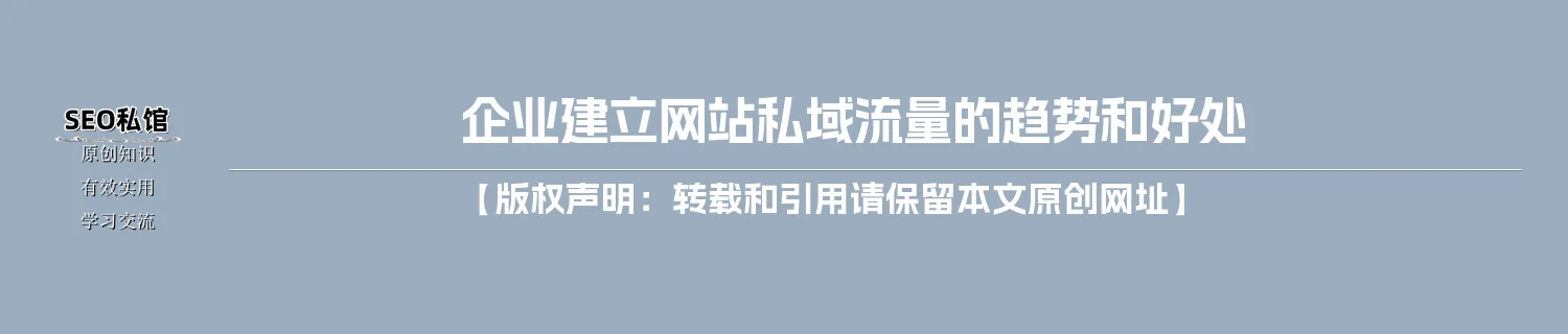 企业建立网站私域流量的趋势和好处
