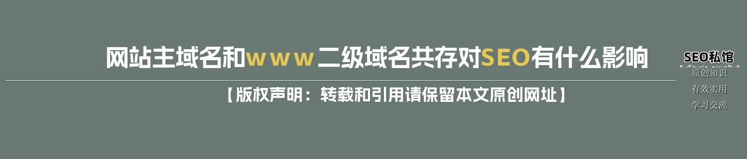 网站主域名和www二级域名共存对SEO有什么影响