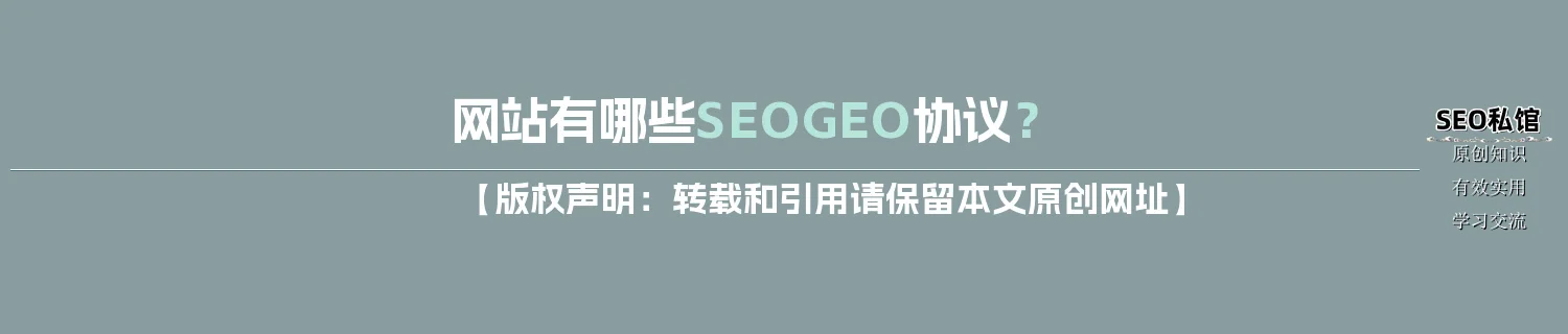 网站有哪些SEO/GEO协议？