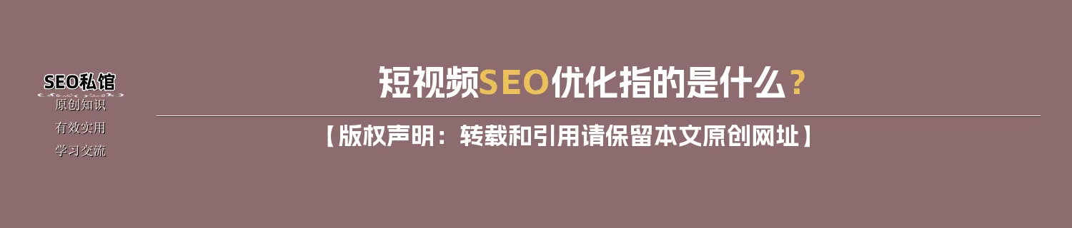 短视频SEO优化指的是什么？