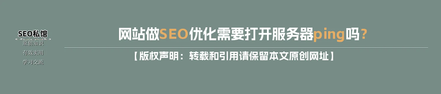 网站做SEO优化需要打开服务器ping吗？