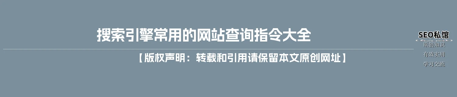 搜索引擎常用的网站查询指令大全