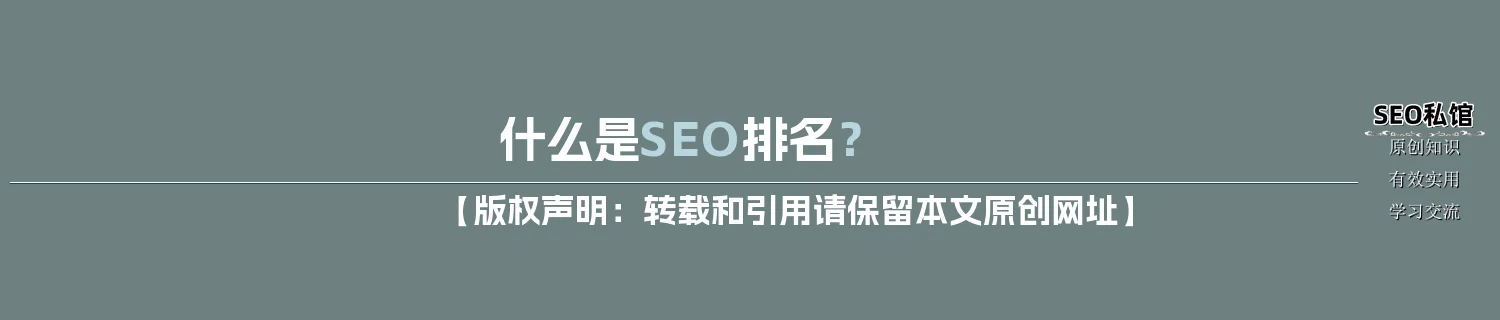什么是SEO排名？