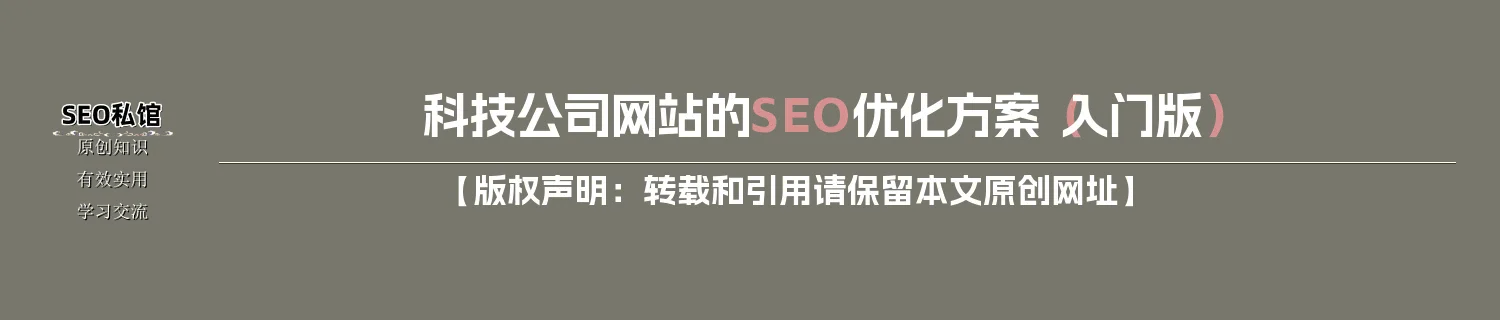 科技公司网站的SEO优化方案（入门版）