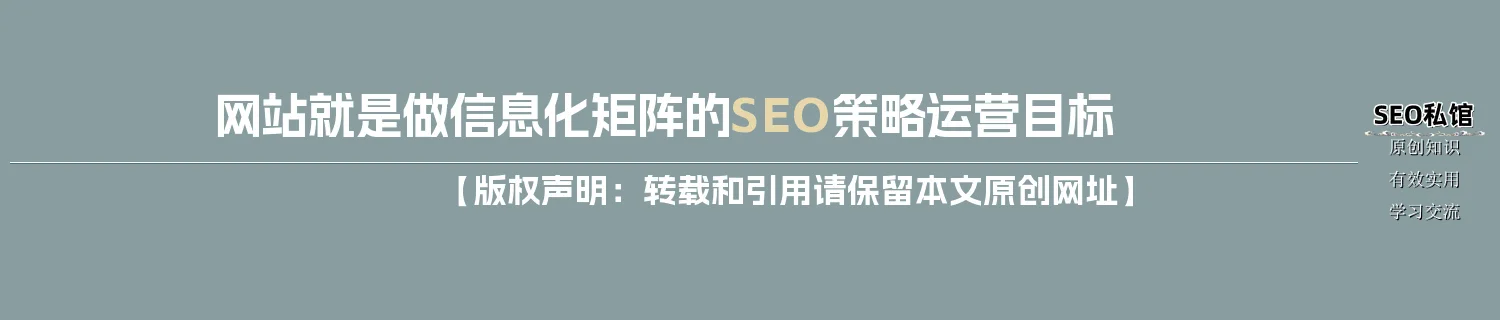 网站就是做信息化矩阵的SEO策略运营目标