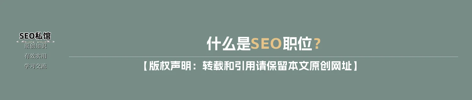 什么是SEO职位？