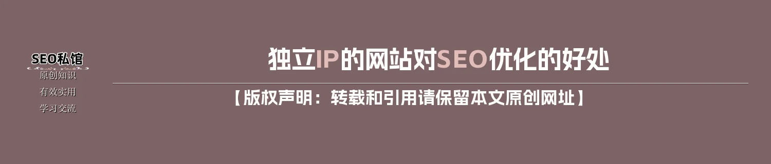 独立IP的网站对SEO优化的好处