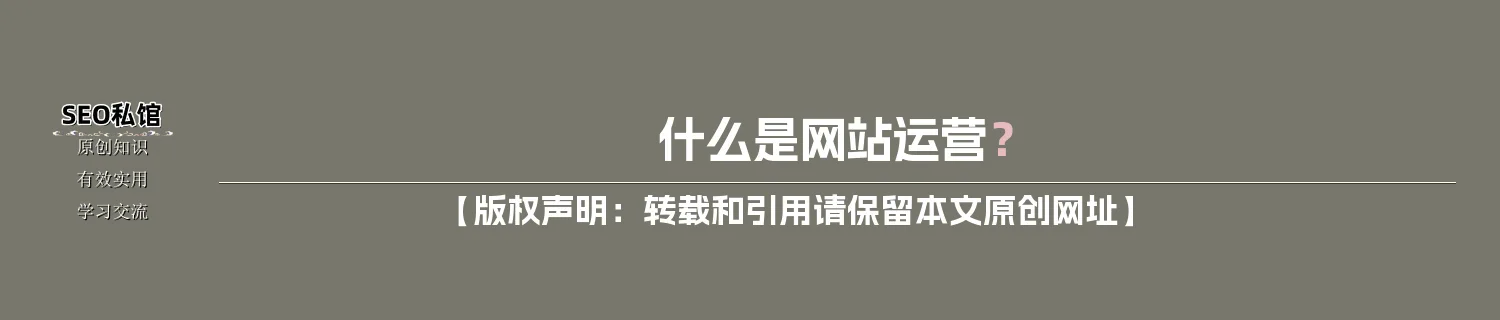 什么是网站运营？