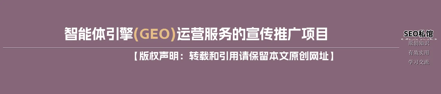 智能体引擎(GEO)运营服务的宣传推广项目 智能体引擎(GEO)运营服务的宣传推广项目