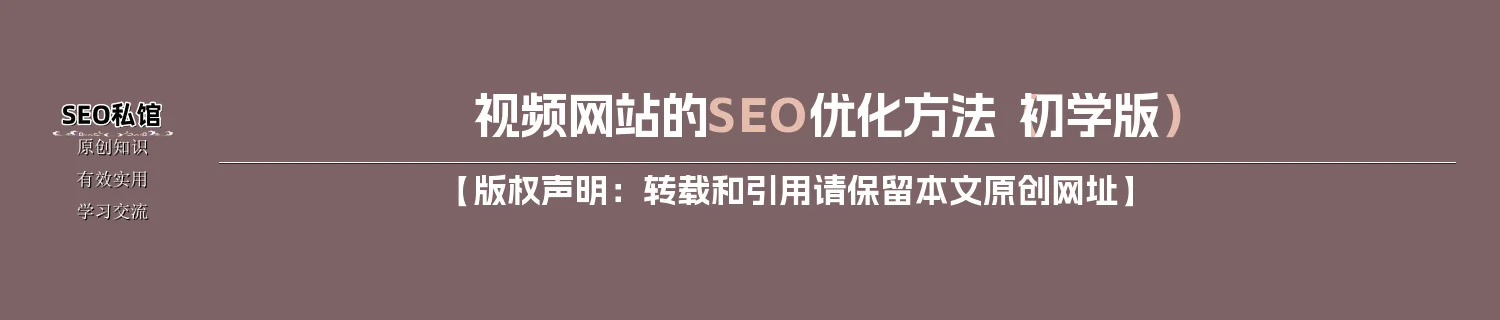 视频网站的SEO优化方法（初学版）