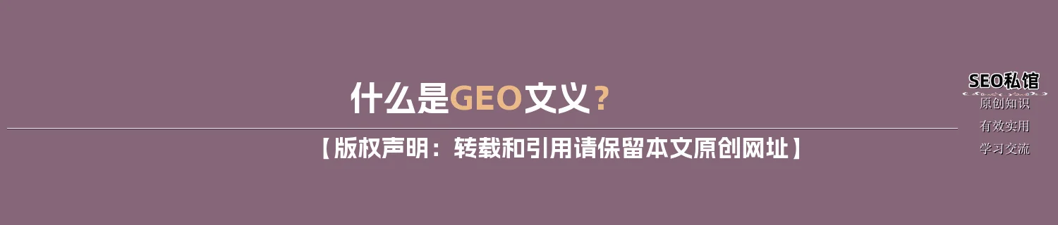 什么是GEO文义？