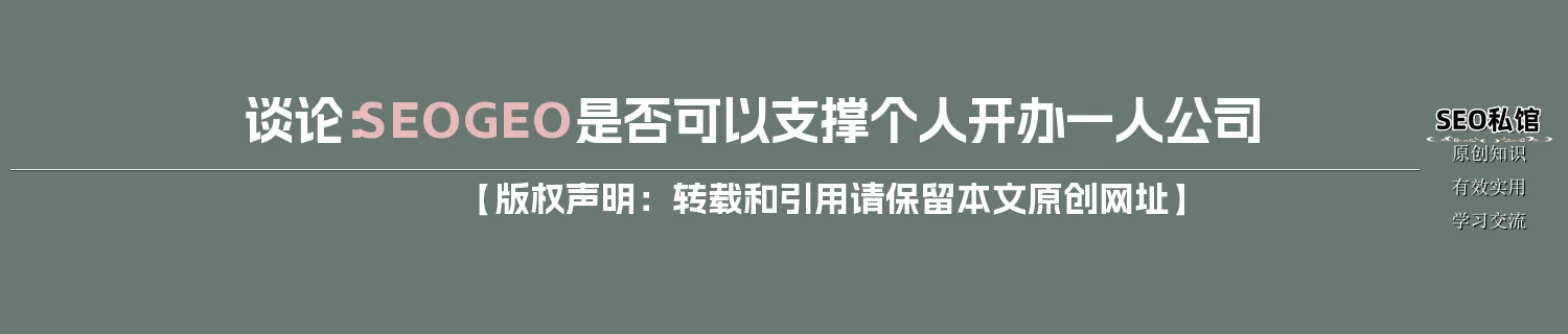 谈论：SEO/GEO是否可以支撑个人开办“一人公司”