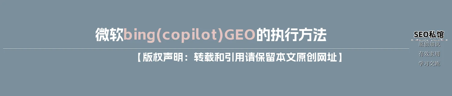 微软bing(copilot)GEO的执行方法