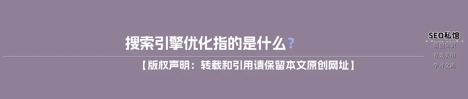 搜索引擎优化指的是什么？