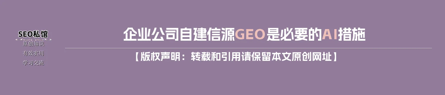 企业/公司自建信源GEO是必要的AI措施 企业/公司自建信源GEO是必要的AI措施