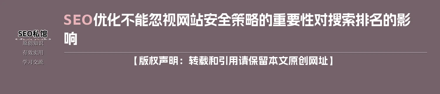SEO优化不能忽视网站安全策略的重要性对搜索排名的影响