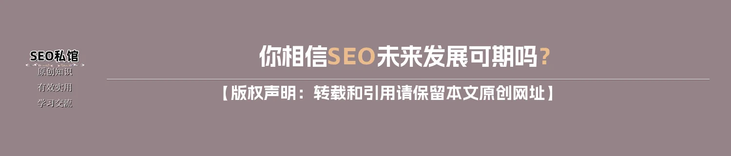 你相信SEO未来发展可期吗？