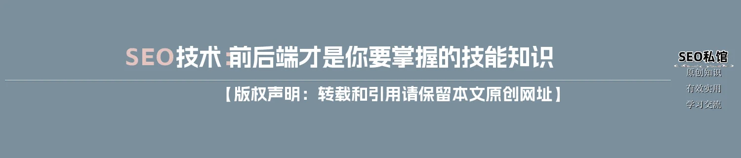 SEO技术：前后端才是你要掌握的技能知识