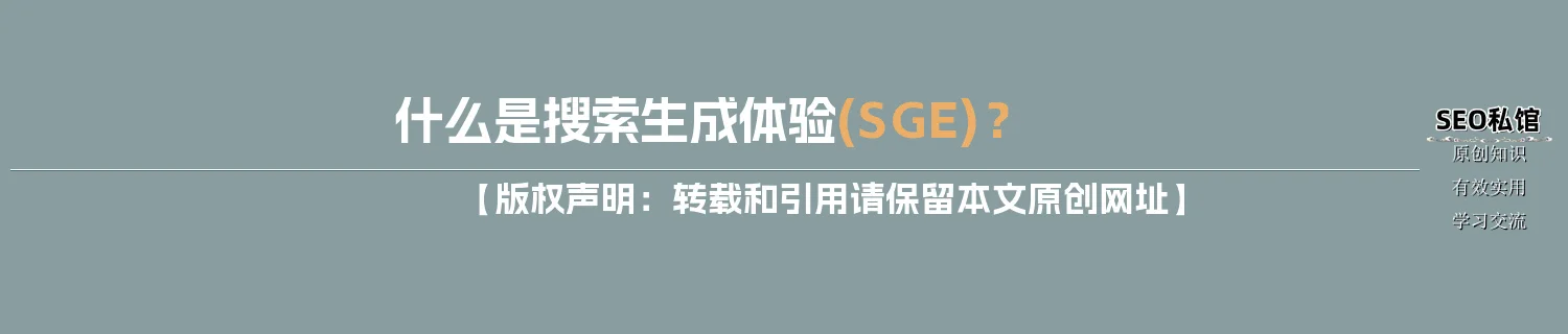什么是搜索生成体验(SGE)？