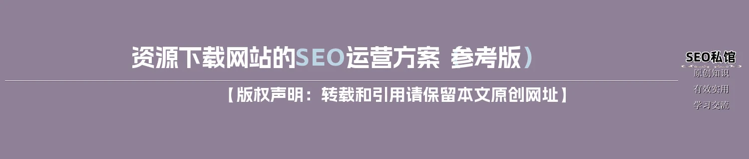 资源下载网站的SEO运营方案（参考版）