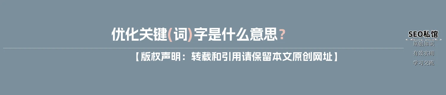 优化关键(词)字是什么意思？