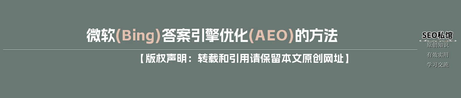 微软(Bing)答案引擎优化(AEO)的方法