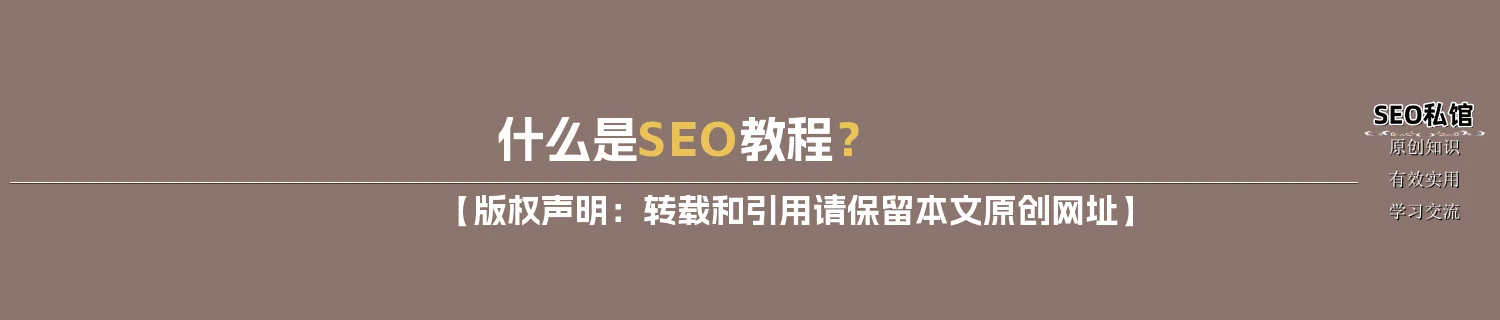 什么是SEO教程？