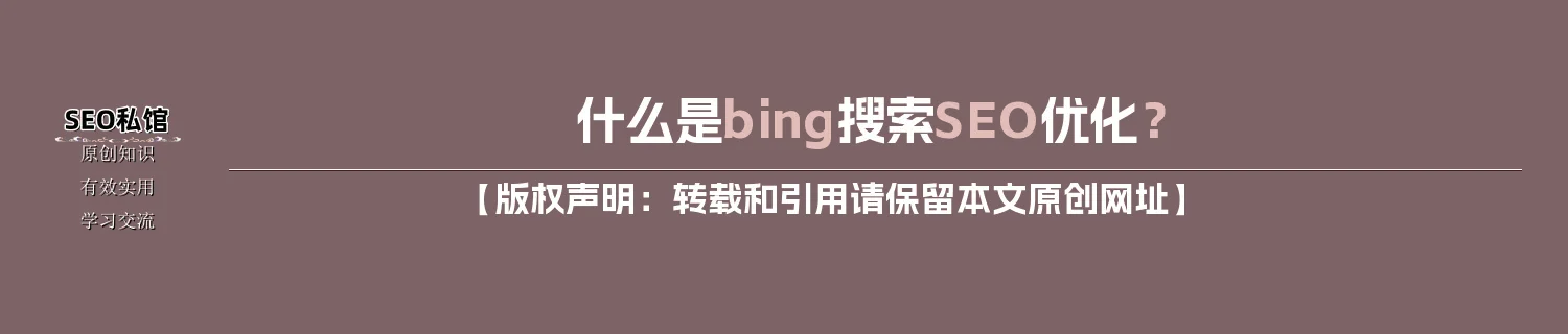 什么是bing搜索SEO优化？