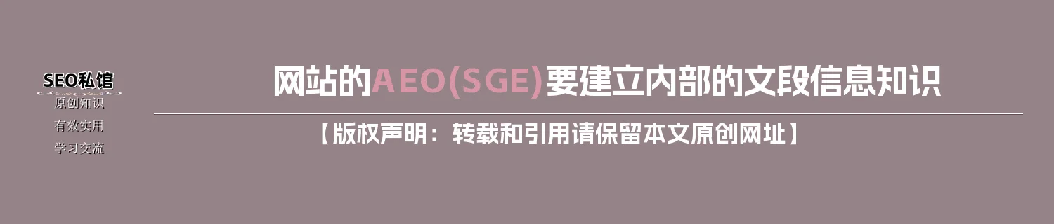 网站的AEO(SGE)要建立内部的文段信息知识