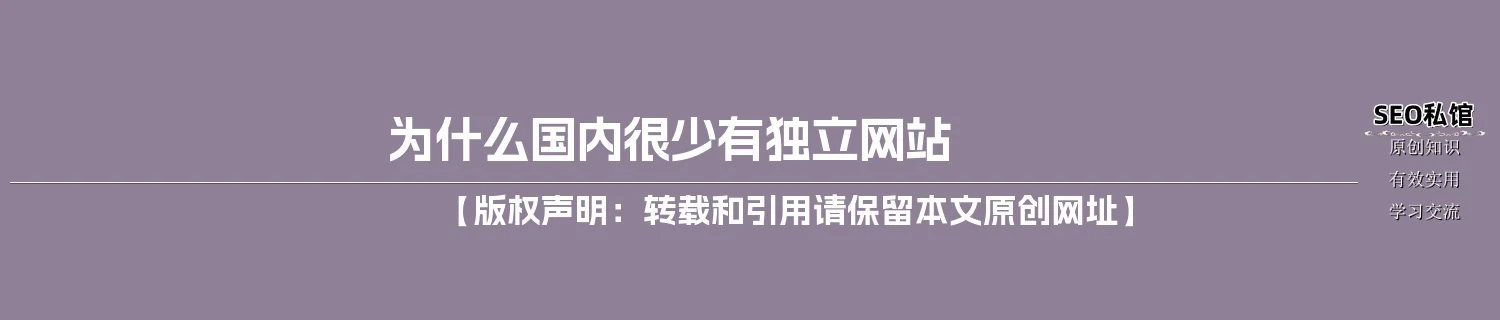 为什么国内很少有独立网站