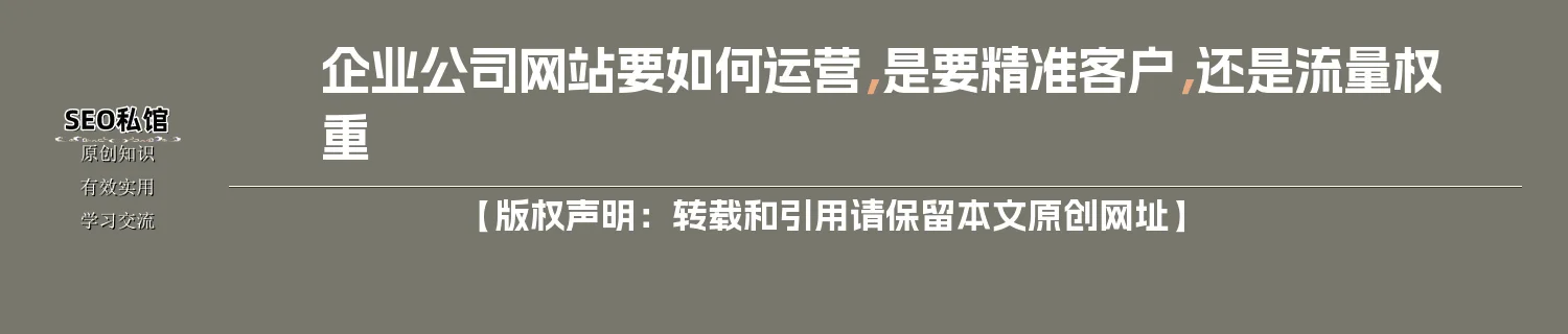 企业公司网站要如何运营，是要精准客户，还是流量权重
