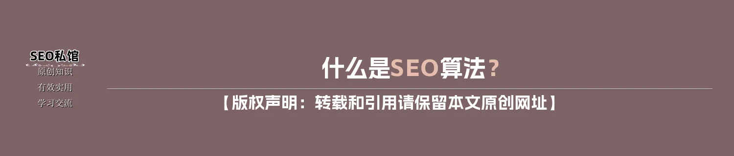 什么是SEO算法？