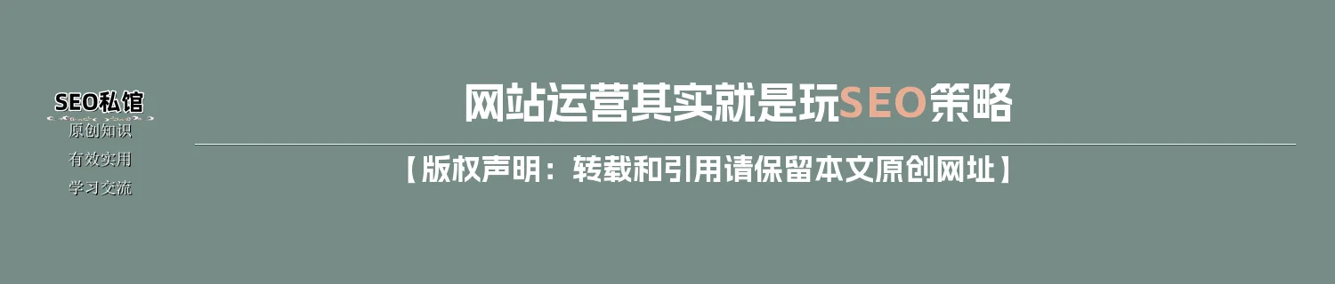 网站运营其实就是玩SEO策略